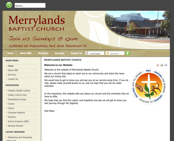 Merrylands Baptist Church website screenshot built by Cohesive IT Solutions